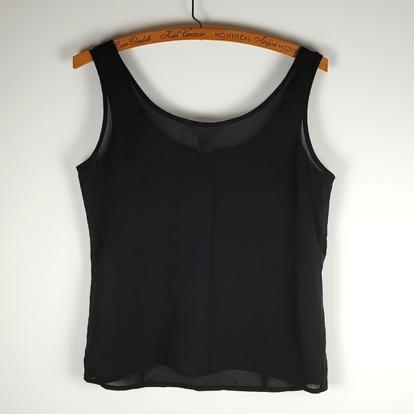 90s Express Compagnie Internationale Black Sheer Tank Top Size Medium - Picture 3 of 7
